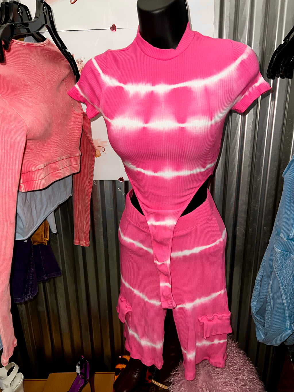 2 piece tie dye set w/sling shot crop top