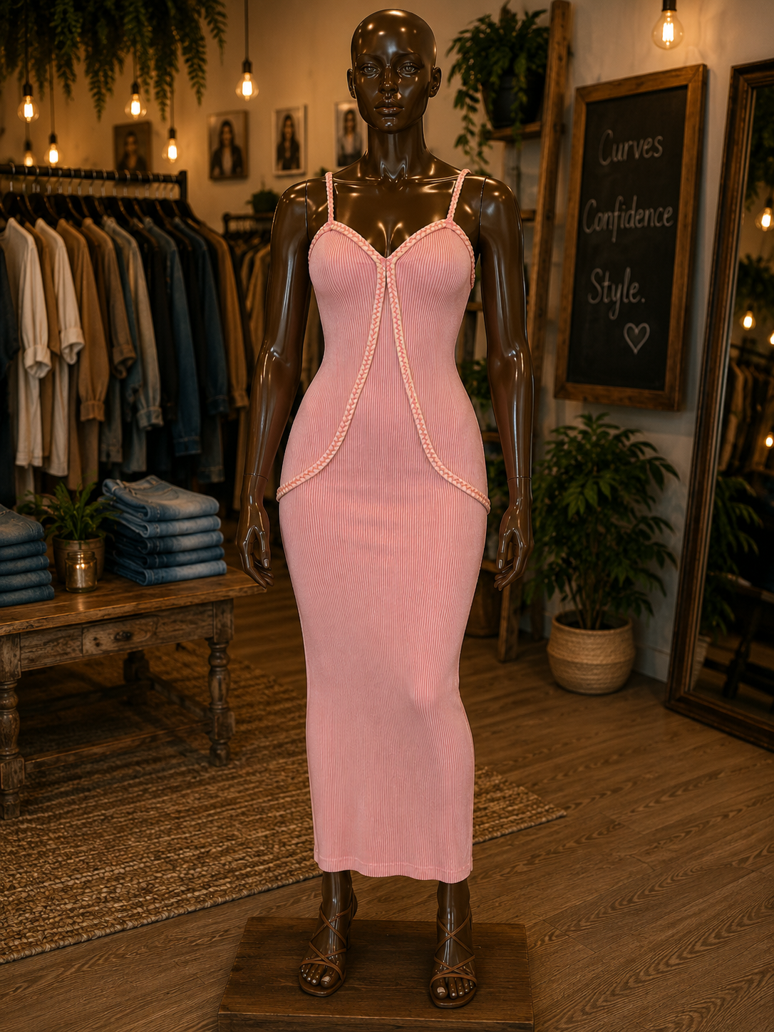 Braided Salmon Ankles Fall Dress