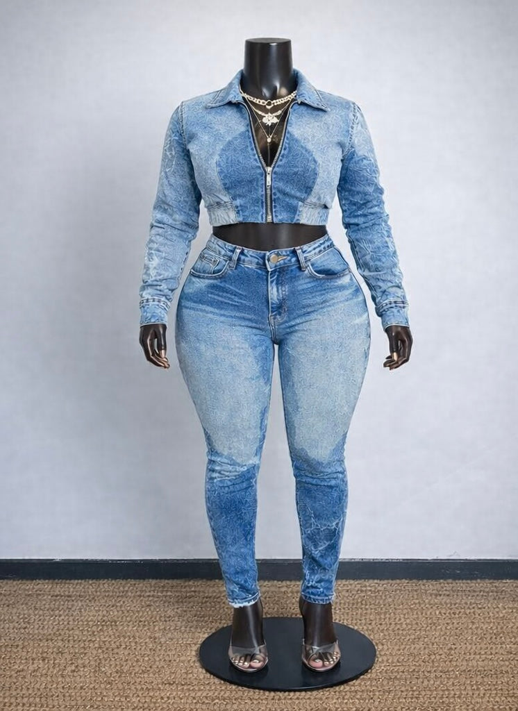 2 piece Denim “diva” set